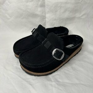 BIRKENSTOCK Buckley Black Suede Shearling Clogs Medium Narrow 35